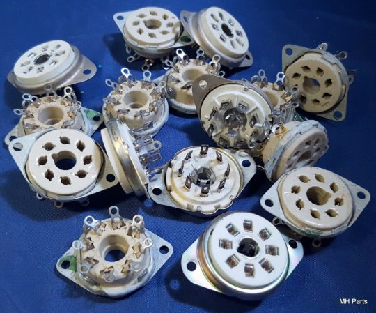 14 PCS Vintage Assorted  Ceramic Tube Sockets 8 Pin Hard Find NOS