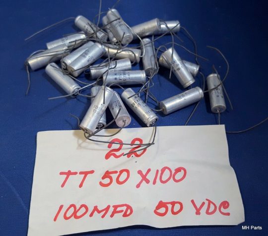 22 PCS Vintage Mallory TT50X100 Capacitor 100mf 50V NOS