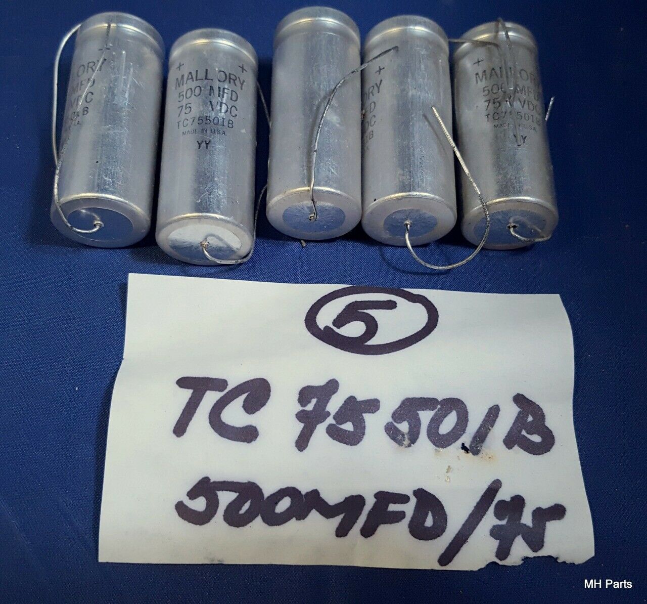 1 PCS Vintage Mallory Original Electrolytic Capacitors 500 mfd 75 VDC #TC75501B