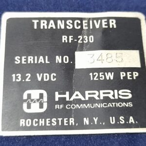 Harris RF-230 Original Reference Plate Used