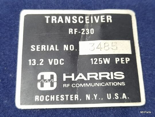 Harris RF-230 Original Reference Plate Used