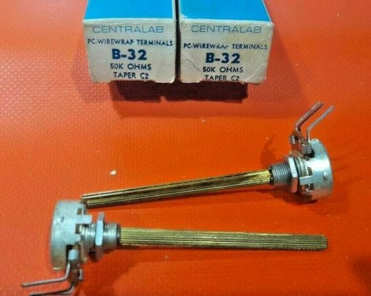 2 PCS Centralab B-32 Switch - 50K Ohms - Taper C2 - Brass Potentiometer